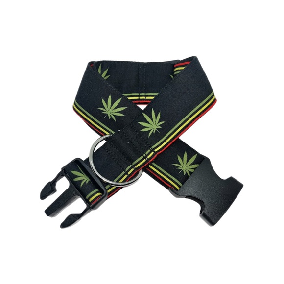 1.5” Black Cannabis Dog Collar - Picture 3 of 8